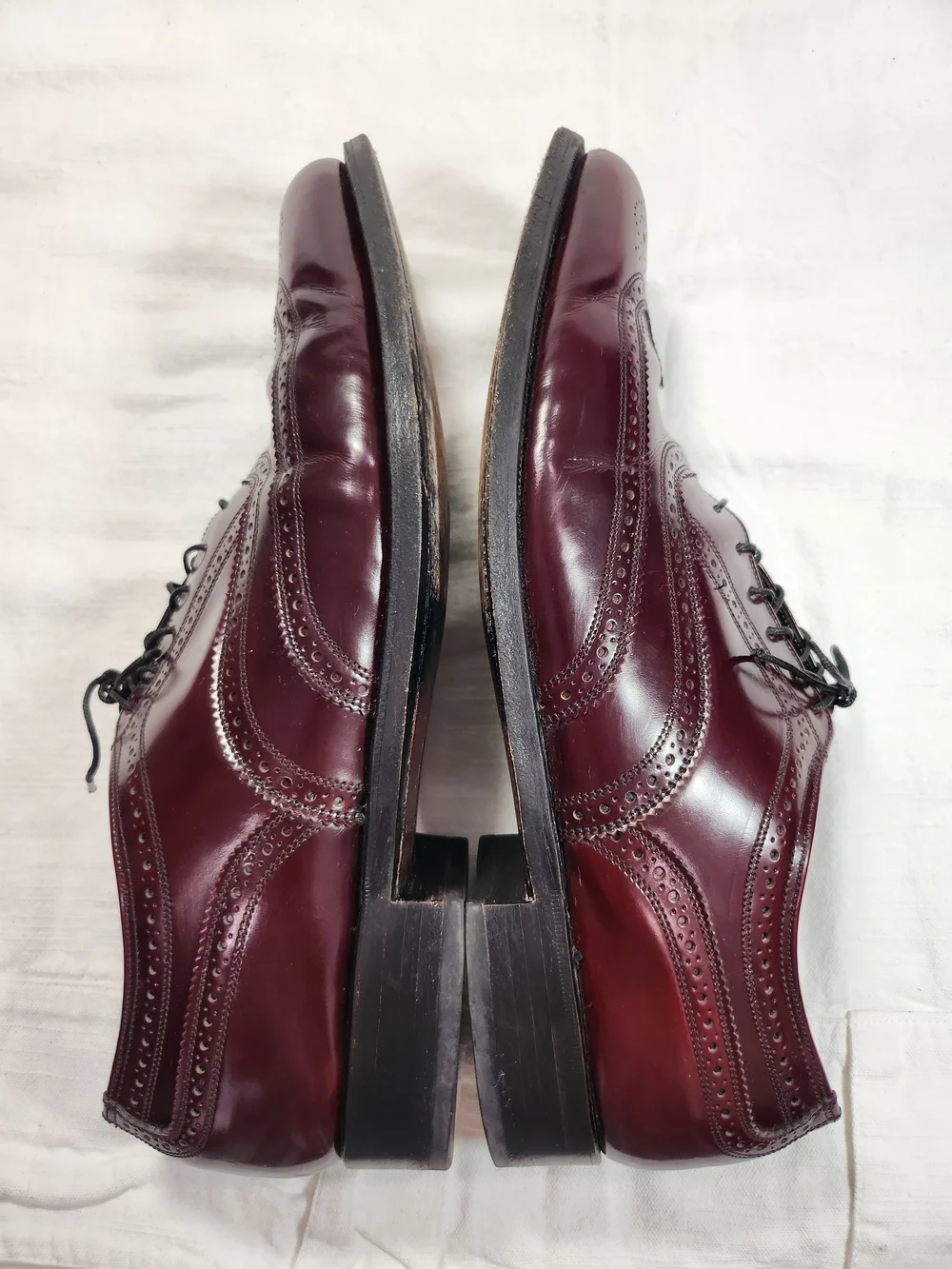 Florsheim Royal Imperial Burgundy Leather Wingtip Oxford Shoes Mens 11 D Vintage